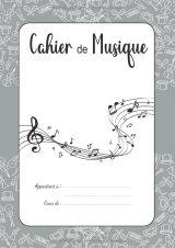 Cahier de musique A4 avec portées et grands carreaux Seyès – 108 pages dont 52 pages de 12 portées – Couverture animaux
