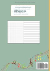 Cahier de musique A4 avec portées et grands carreaux Seyès – 108 pages dont 52 pages de 12 portées – Couverture animaux
