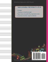 Cahier de musique 17 x 22 cm – 48 pages, 10 portées par page – Couverture girafe, papier 90 g – Carnet de partitions pour enfants et ados