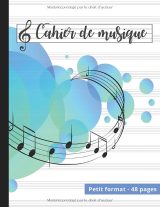 Cahier de musique 17 x 22 cm – Carnet de partitions et paroles avec portées et carreaux pour enfants et adultes