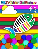 Cahier de musique A4 pour enfants – 7 grosses portées par page, pages à carreaux et sommaire – 126 pages
