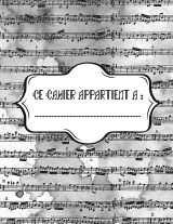 Cahier de musique grand format 21,59 x 27,94 cm – 110 pages – 12 portées & pages Seyès – couverture néon mate – solfège, cours, chant et composition