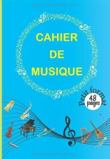 Cahier de musique 17 x 24 cm – 48 pages à portées (12 portées/page), petit format pour solfège et instruments