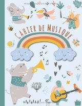 Cahier de musique 17 x 22 cm – 48 pages | 10 portées par page avec entête & date | Grands carreaux Seyes | Partitions et chant pour enfants
