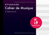Cahier de musique à l’italienne A5 paysage – 110 pages, 5 portées par page, couverture noire, papier 90 g/m²