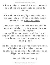 Cahier de partitions solfège violon – Grand format 21,6 x 27,9 cm, 10 portées/page, sommaire, 94 pages