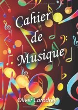 Cahier de musique A4 – 108 pages – 12 portées par page – solfège, composition et chant – couverture funky