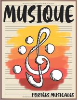 Cahier de musique grand format A4 – 6 grandes portées par page, papier crème, couverture aquarelle