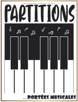 Partition Musique – Cahier de musique à 6 grandes portées, grand format A4, 100 pages papier crème – Composition pour enfants et débutants – Couverture touches de piano