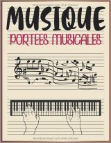Mon Cahier de Musique – 6 Grandes Portées, 100 Pages, Papier Crème, Grand Format A4, Couverture Mains d’Artiste