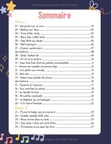 50 partitions de piano pour enfants débutants – Méthode code couleur, 3 niveaux, chansons françaises et anglaises, paroles, histoires et diplôme