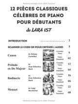 12 pièces classiques pour piano – Débutants : partitions simplifiées avec noms des notes, doigtés et audios d’entraînement