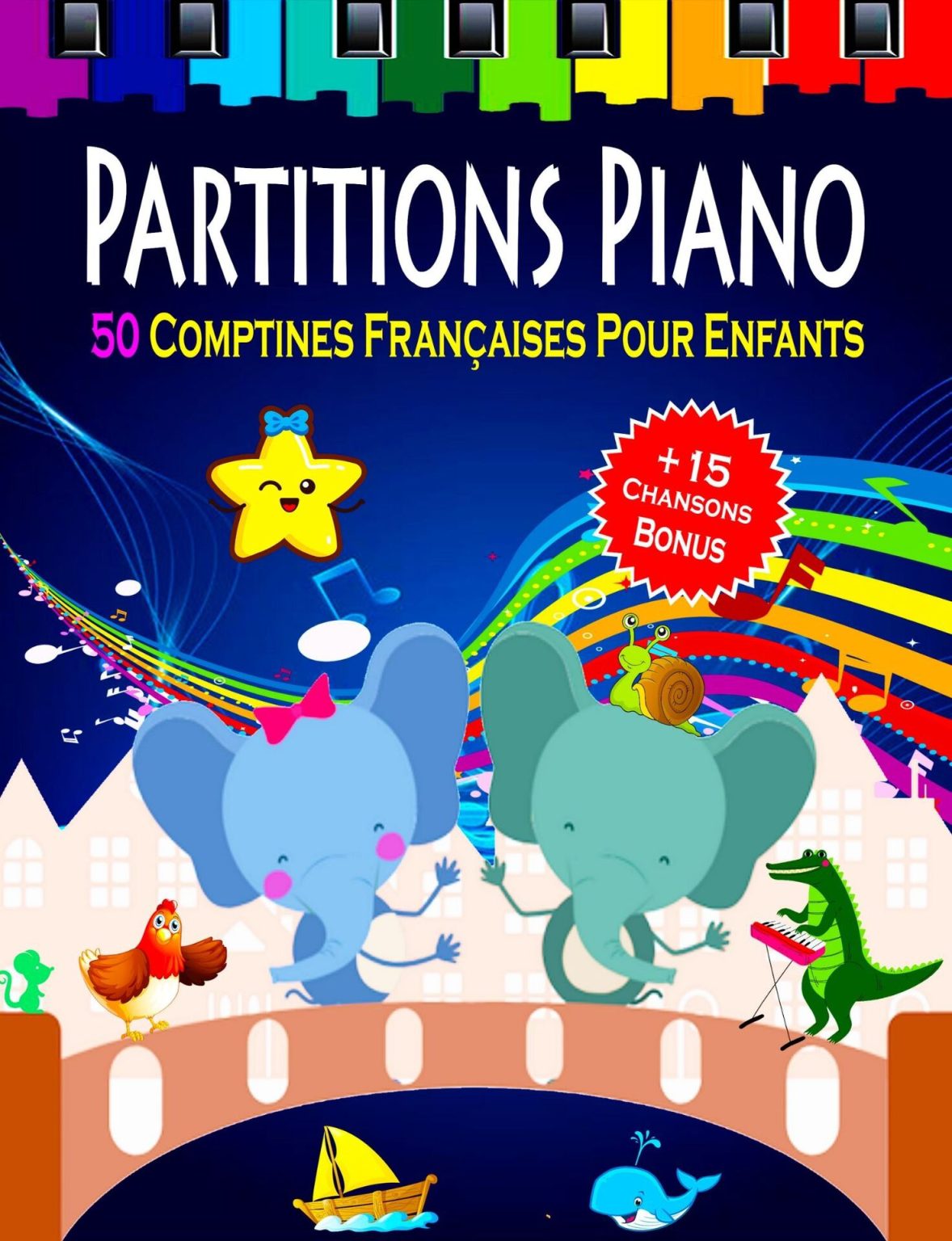 50 Comptines Françaises pour Enfants: Partitions Piano Simplifiées pour Débutants