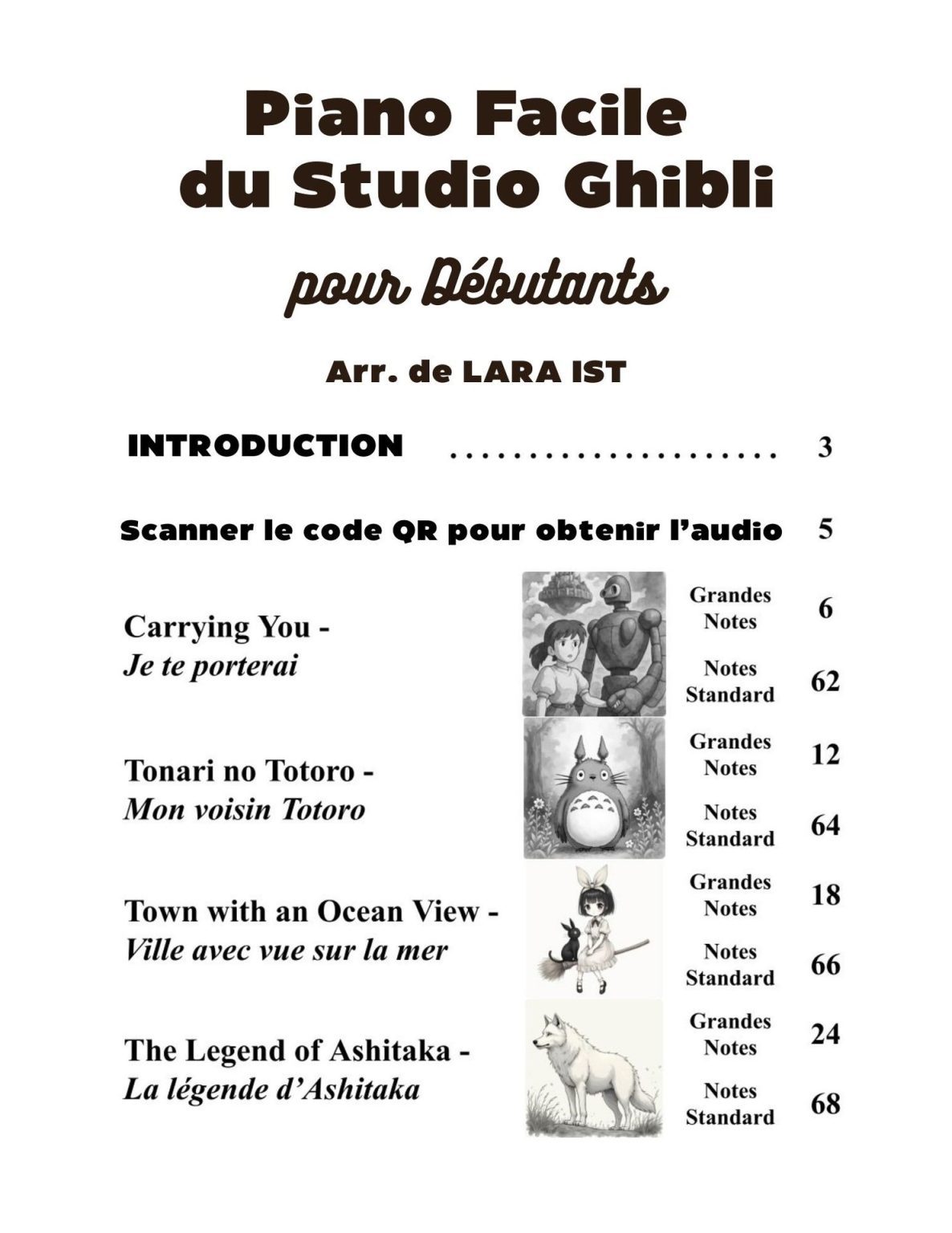 Piano Facile du Studio Ghibli pour Débutants : Grandes Notes, Lettres et Doigtés pour Apprendre la Magie des Mélodies Ghibli