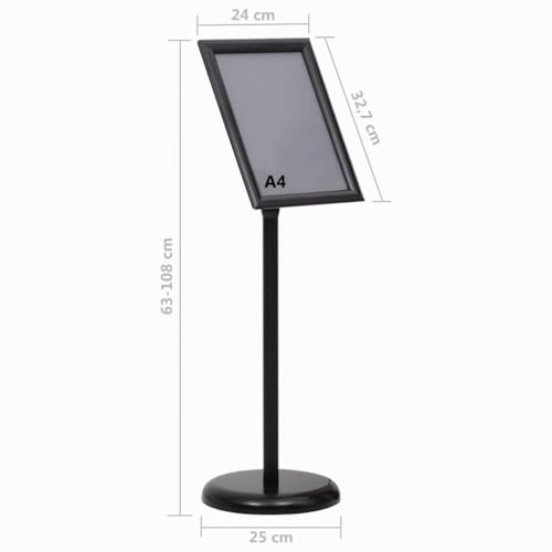 vidaXL Présentoir sur Pied A4 Réglable - Support Publicitaire pour Bureau et Hall d'Entrée