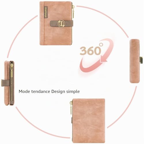 REETEE Portefeuille Femme PU Cuir Porte Monnaie Petit Format - Rose