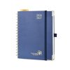 Agenda Semainier POPRUN A5 2026-2027 : Planificateur Vertical Scolaire 17 Mois, Couverture Rigide, Spirale, Règle-Signet, Papier 80g/m², Bleu Marine