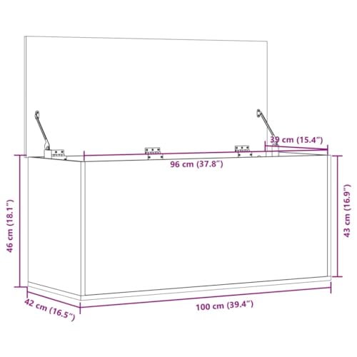vidaXL Boîte de Rangement Chêne Sonoma 100x42x46 cm en Bois d'ingénierie - Coffre Polyvalent