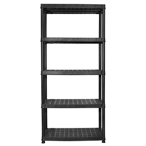 vidaXL Étagère de Rangement Polyvalente à 5 Niveaux en Plastique Noir 91,5 x 45,7 x 185 cm