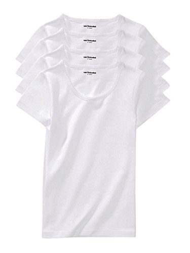 VERTBAUDET Lot de 4 T-Shirts Fille - Confort Pur Coton Blanc