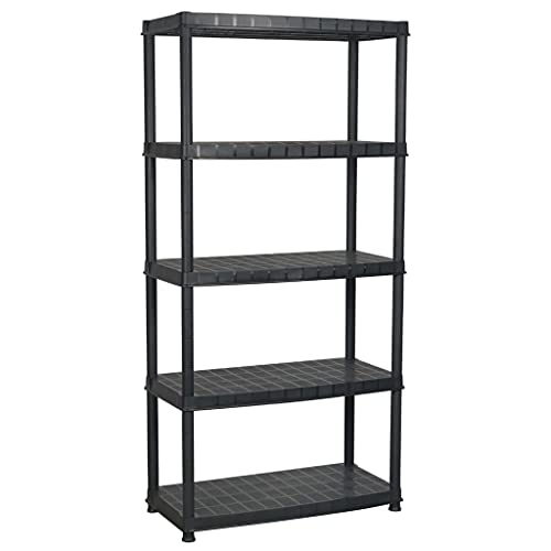 vidaXL Étagère de Rangement Polyvalente à 5 Niveaux en Plastique Noir 91,5 x 45,7 x 185 cm