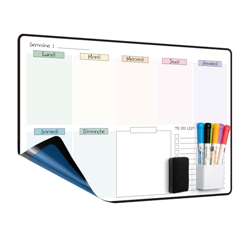 Calendrier Adhésif Tableau Blanc Planning Mensuel - Planificateur Hebdomadaire Effaçable 42x28cm