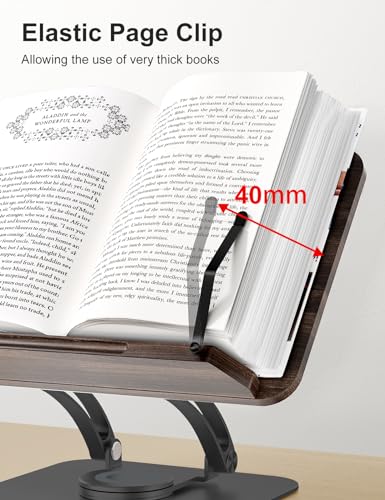 Tounee Support de Livre Réglable avec Rotation 360° - Idéal pour Livres de Recettes et Lecture Mains Libres