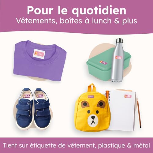 melu kids® Étiquettes Autocollantes Personnalisées - Créatures Magiques - Idéales pour Vêtements et Objets - Lavables en Machine - Sans Repassage