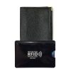 LOLUNA® Porte-chéquier Talon en Haut avec Étui Carte RFID - Portefeuille Compact en Cuir Noir