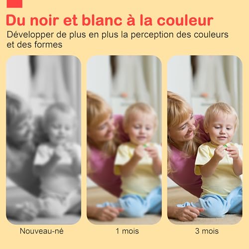 URMYWO Livre Tissu Bébé Montessori 0-12 Mois - Livre Sensoriel Noir et Blanc Éveil Visuel et Motricité