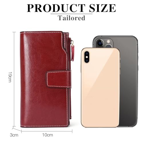 Sendefn Portefeuille Femme Cuir Véritable Grande Capacité Bloquant RFID