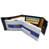 Charmoni - Étui Long Pliant en Cuir Vachette pour chéquier, Bleu Électrique, 3 Emplacements Cartes