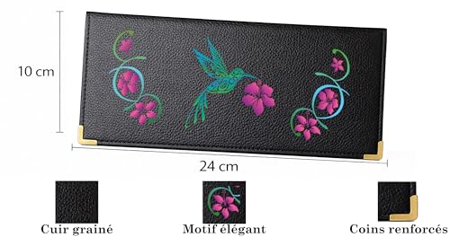 SYL'la Porte chéquier Long en Cuir Fleurs Femme - Personnalisable Prénom - Porte-cartes Élégant