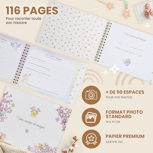 Livre de naissance bébé avec clé USB et pochon – Album photo souvenirs numérique et première tenue, idéal cadeau naissance fille et garçon