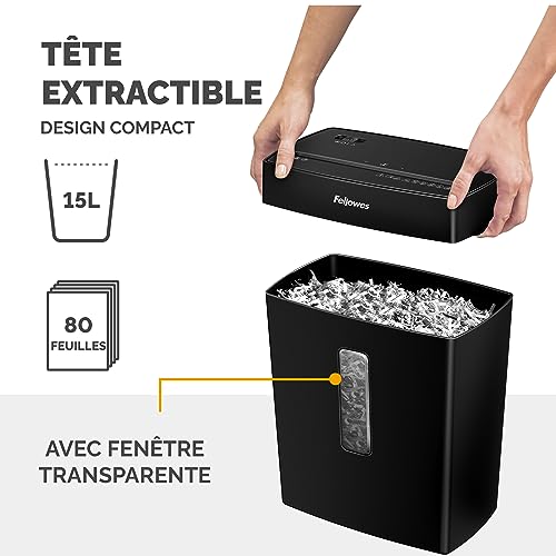 Fellowes FS-8C : Destructeur de documents coupe croisée pour usage individuel et télétravail