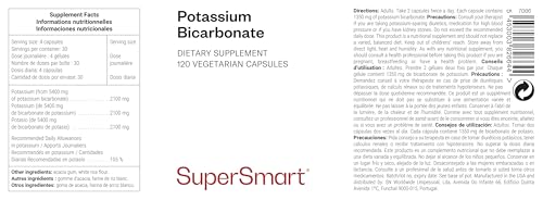 Bicarbonate de Potassium Supersmart - Soutien Naturel Pression Artérielle, Système Nerveux et Musculaire - Anti Fatigue - Vegan, Sans Gluten