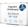 SWANCROWN Tableau Blanc Magnétique 90x60 cm Aluminium - Effaçable à Sec pour Bureau et Maison