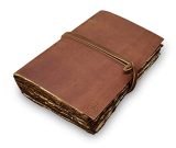 Journal en Cuir Vintage Fait Main – 15x23 cm – Papier Antique à Bords Déchirés – Idéal pour Écriture, Dessin, Livre d'Ombres