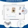 SWANCROWN Tableau Magnétique Blanc Effaçable 60x45 cm avec Cadre Aluminium - Idéal Bureau et École
