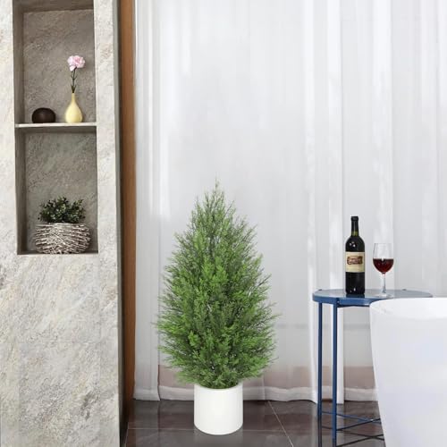 Lot de 2 Cyprès Artificiels 90cm - Décoration Intemporelle Intérieur/Extérieur