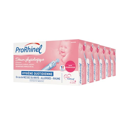 PRORHINEL Sérum Physiologique Stérile - Lavage Nasal, Hydratation Nez Sec/Irrité, Allergies, Rhume - Lot de 6 x 30 Unidoses