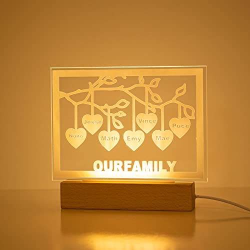 Veilleuse Arbre Généalogique Personnalisable - Cadeau Unique pour Maman et Grand-Mère