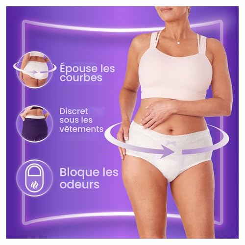Always Discreet Culottes Incontinence Femme Taille L - 32 Unités + 6 Offertes - Protection Très Absorbante pour Fuites Urinaires Importantes et Post-Accouchement