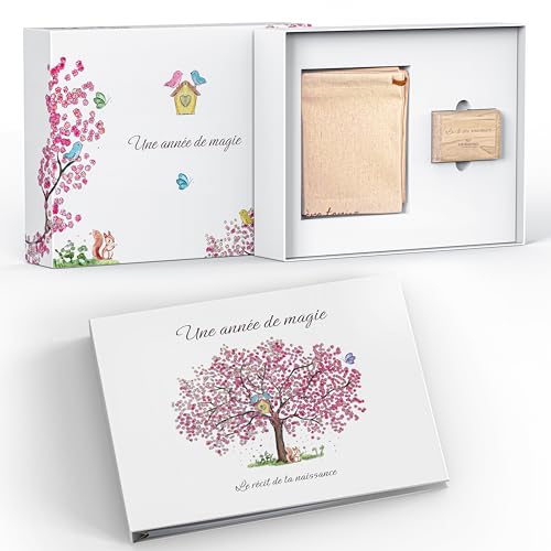 Livre de naissance bébé avec clé USB et pochon – Album photo souvenirs numérique et première tenue, idéal cadeau naissance fille et garçon