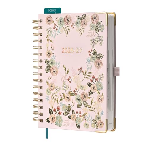 Agenda Scolaire A5 BEZEND 2026-2027 : Planification Journalière, Mensuelle et Annuelle avec Spirale et Couverture Florale