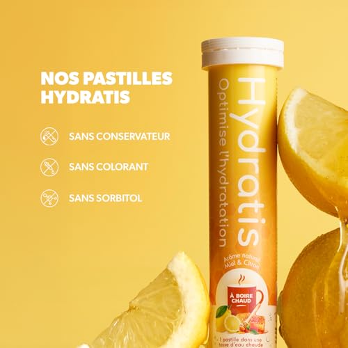 HYDRATIS Pastilles Électrolytes Miel Citron - Amélioration Hydratation et Énergie - Formule Isotonique - Sport, Récupération, Bien-être - 40 Pastilles