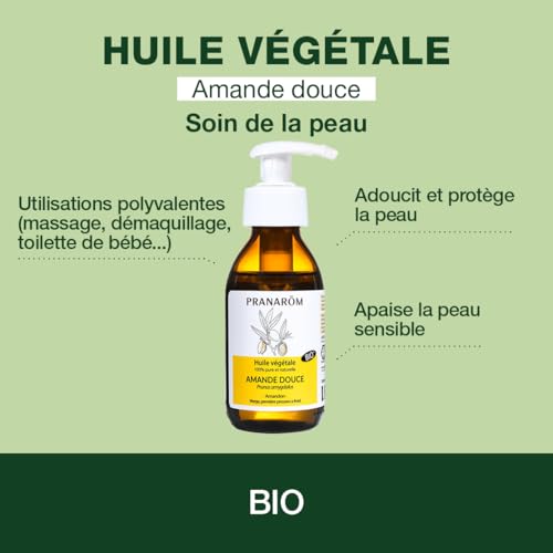 Pranarôm Huile Végétale Amande Douce Bio 100 ml - Soin Naturel et Pur