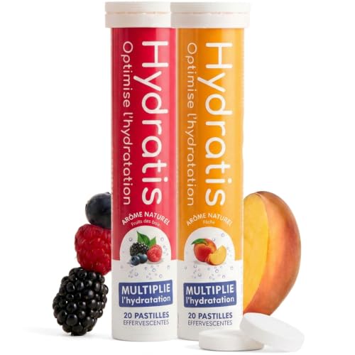 HYDRATIS - Pastilles Électrolytes Hydratation - Mix Fruits des Bois & Pêche - Énergie et Récupération Sportive - Formule Isotonique - 40 Pastilles