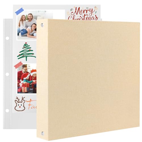 Album Photo Scrapbooking DIY avec Couverture en Lin Beige et 20 Pochettes - Idéal pour Cadeaux Mariage, Anniversaire, Voyage