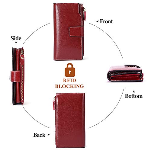 Sendefn Portefeuille Femme Cuir Véritable Grande Capacité Bloquant RFID